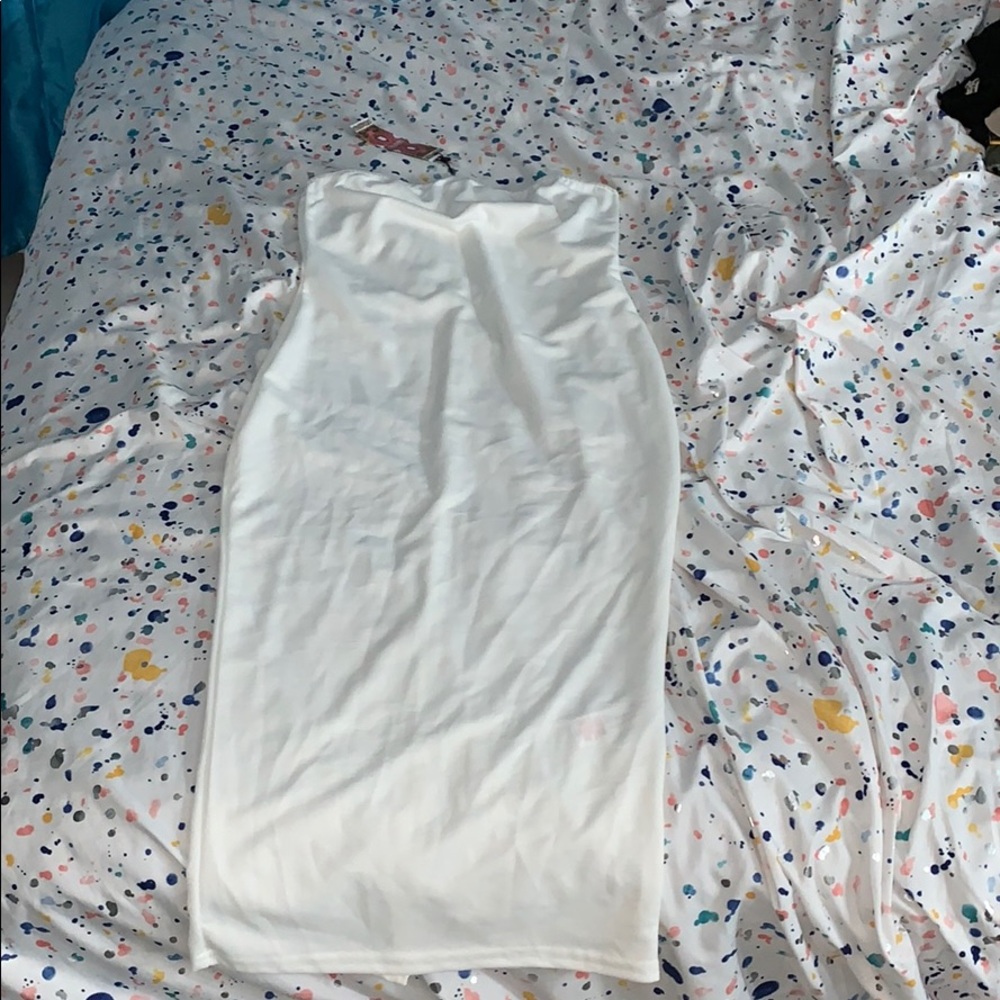 White bodycon tube top dress